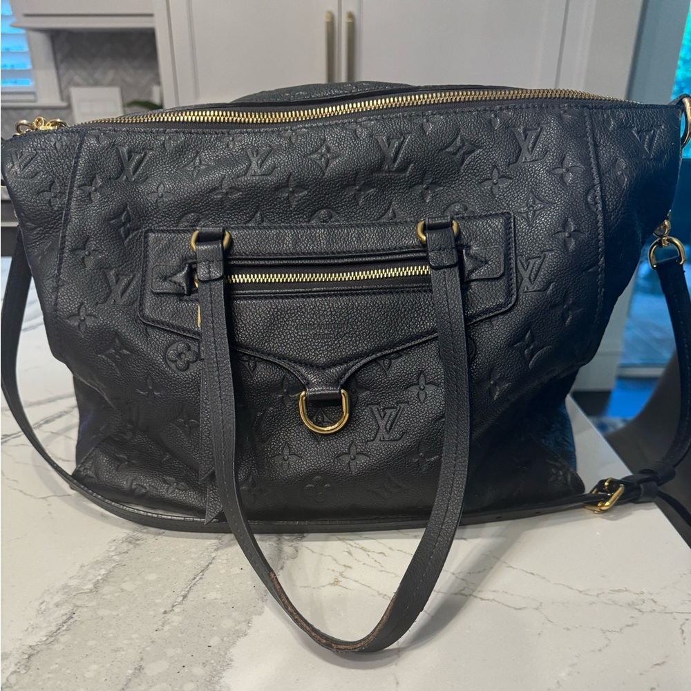 LOUIS VUITTON Monogram Amplant Luminous PM Tote Bag, Navy